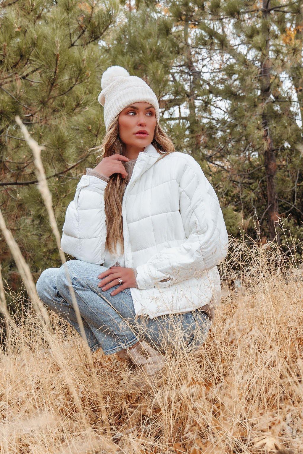 White Zip Up Puffer Jacket - FINAL SALE Product Image