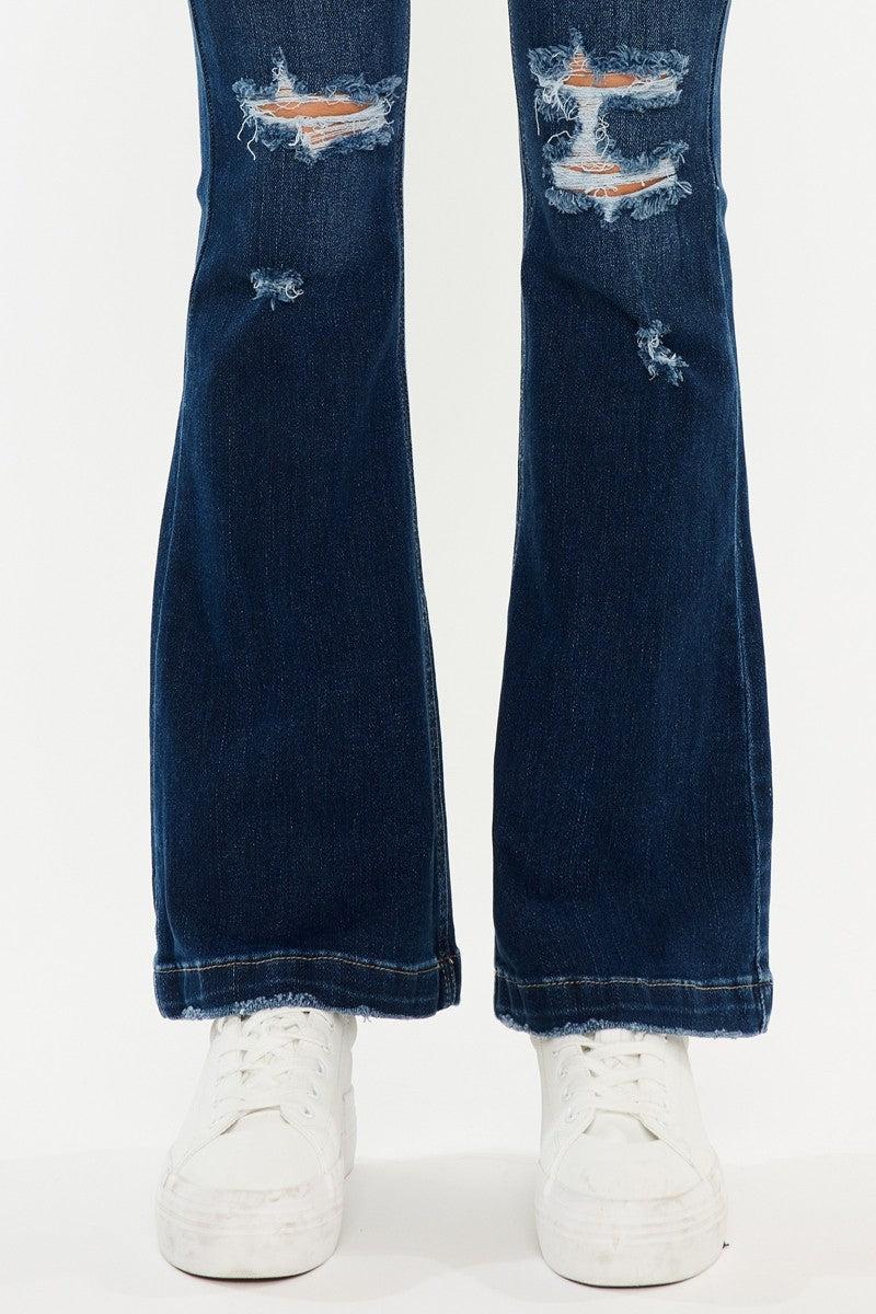 Mid Rise Button Up Flare Jeans Product Image