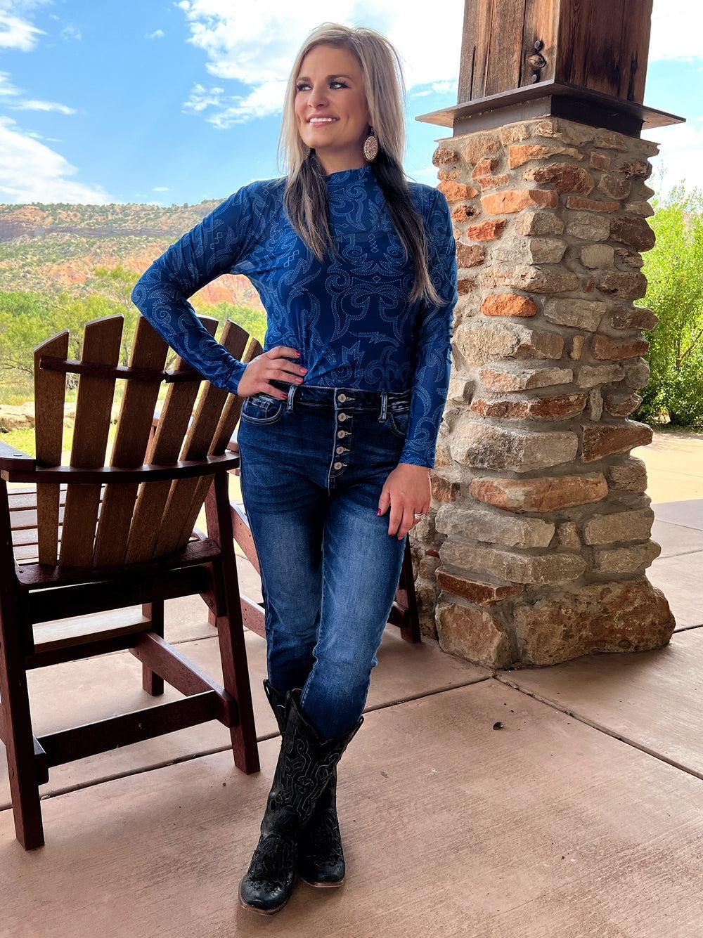 Bonfire Nights Blue Mesh Top Product Image