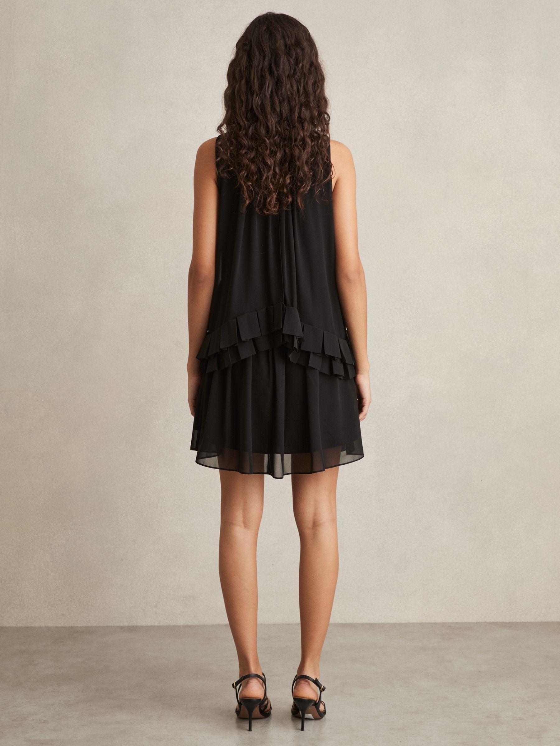 Chiffon Tiered Ruffle Dress in Black Product Image