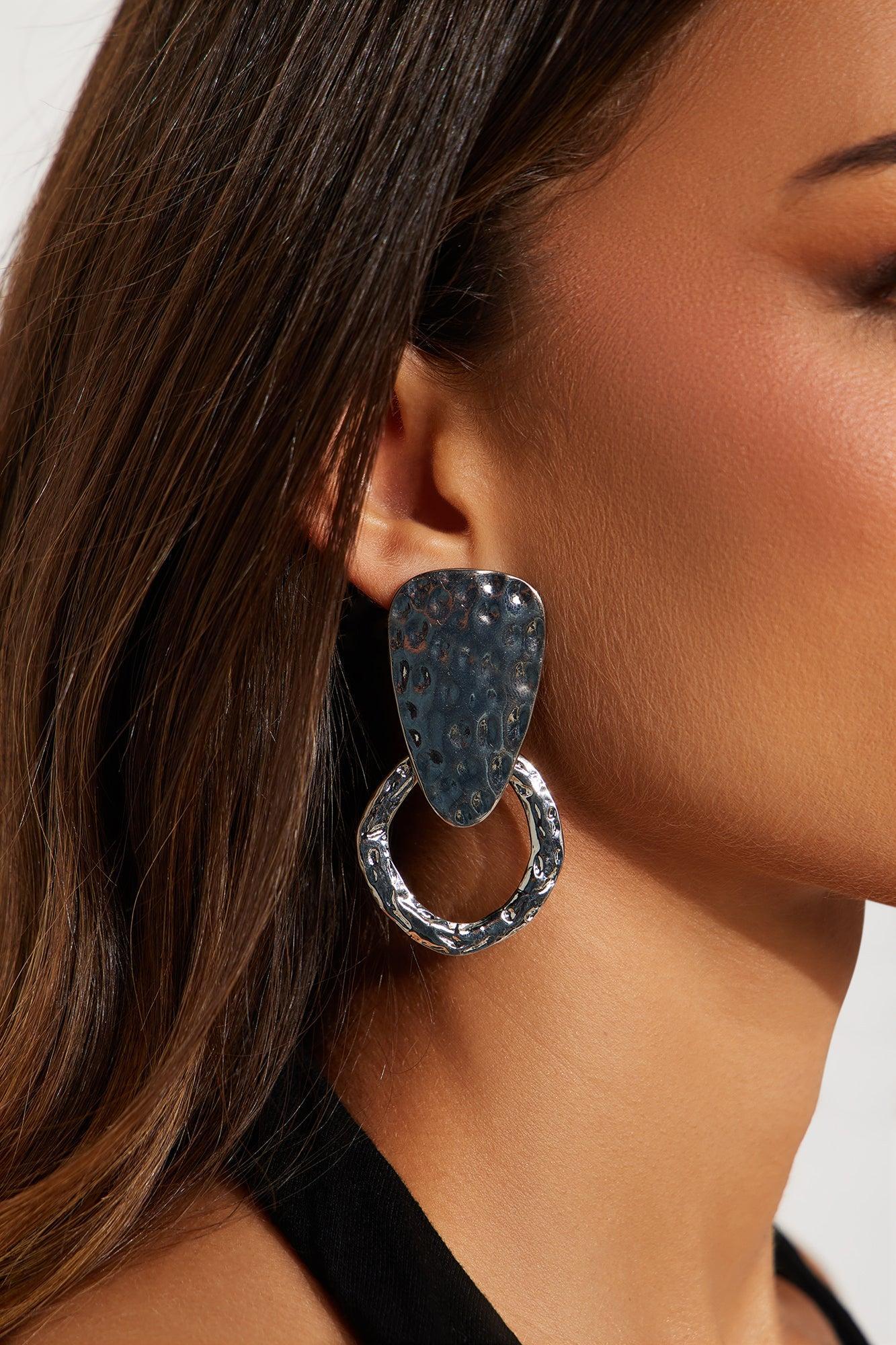 Shimmer Wave Drop Earrings - Silver Female Product Image