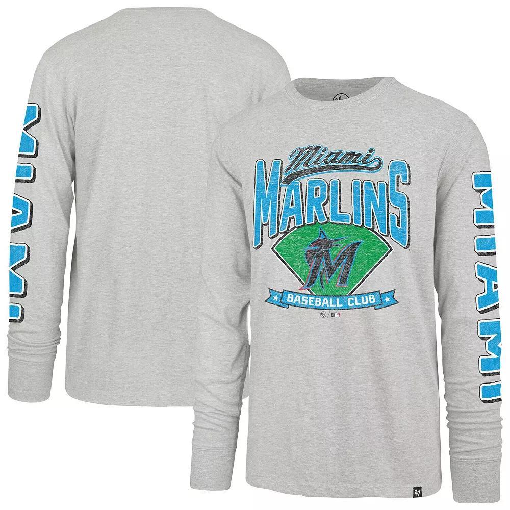 Men's '47 Gray Miami Marlins Fair Ball Franklin Long Sleeve T-Shirt, Size: Large, Grey Product Image