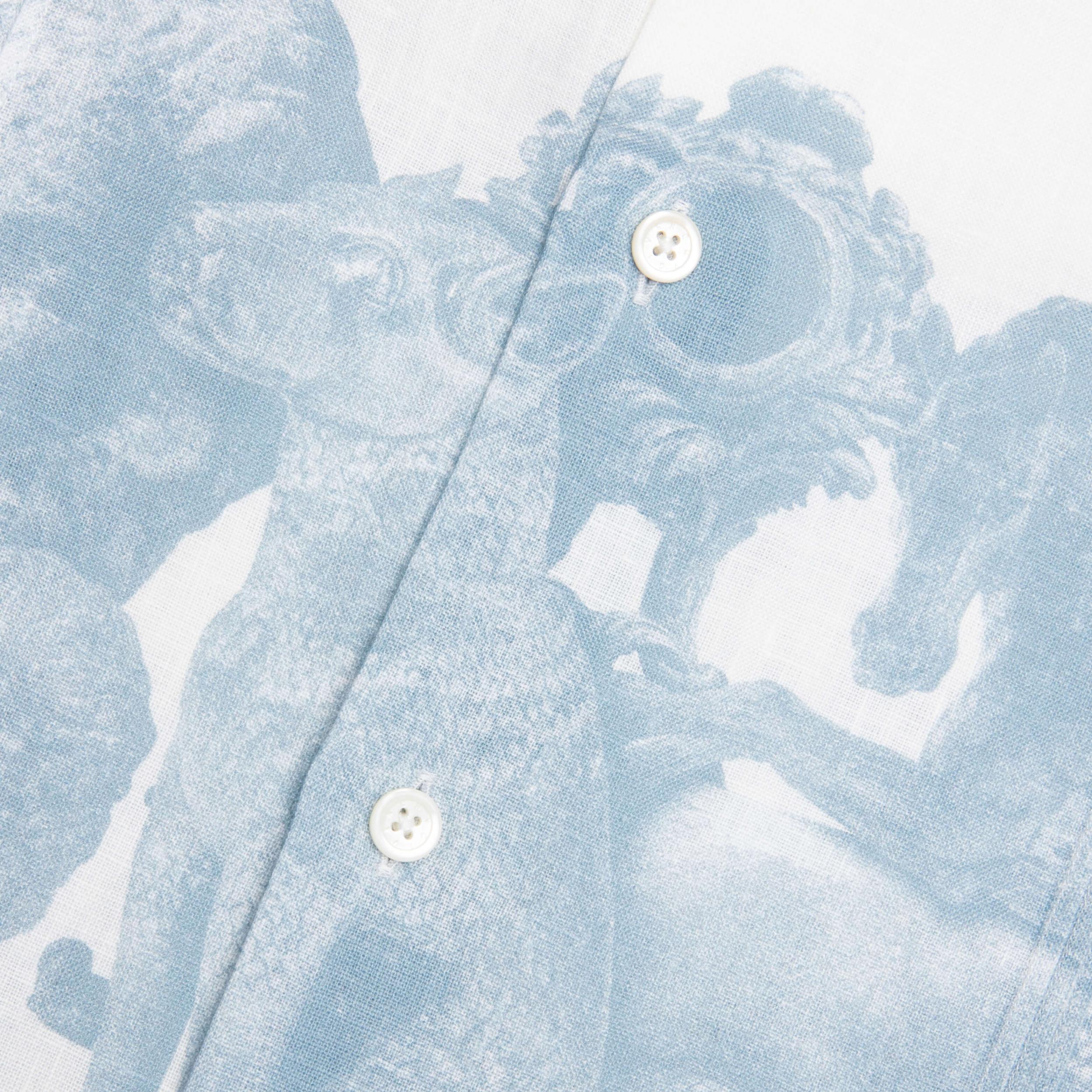 Linen Shirt with Hubert Objects Print- Blue/White Male Product Image