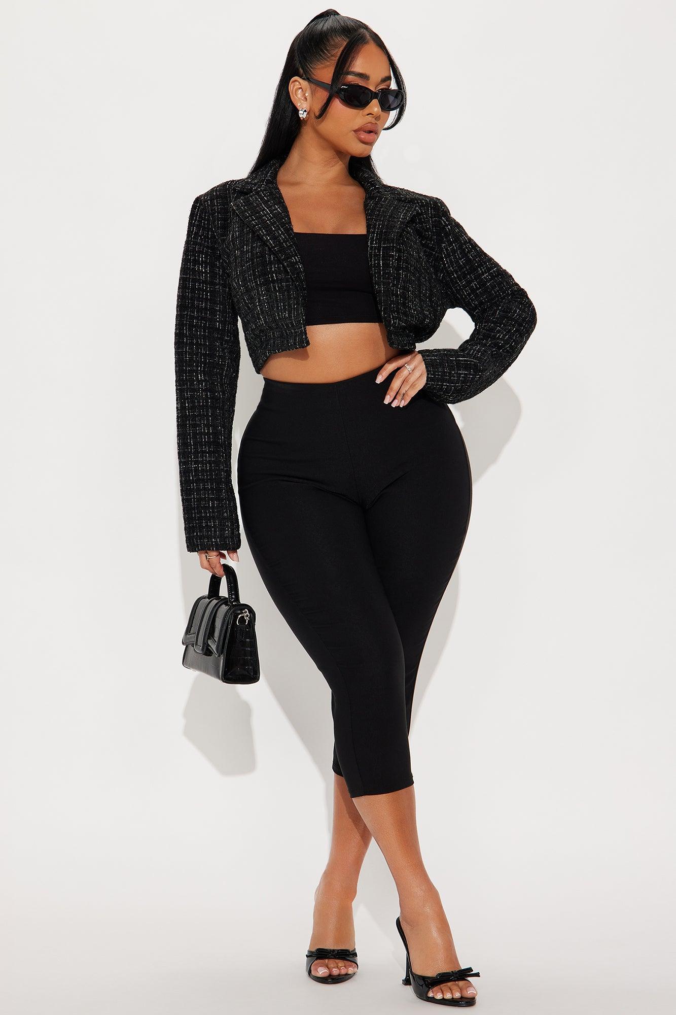 Charlie Tweed Cropped Blazer - Black Product Image