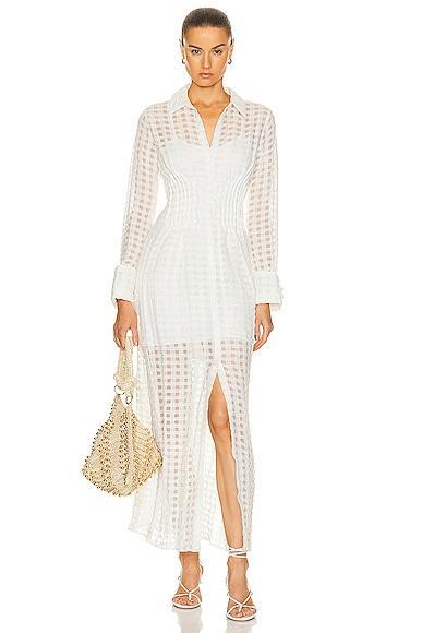 Womens Pernille Linen-Blend Checkered Maxi Dress Product Image