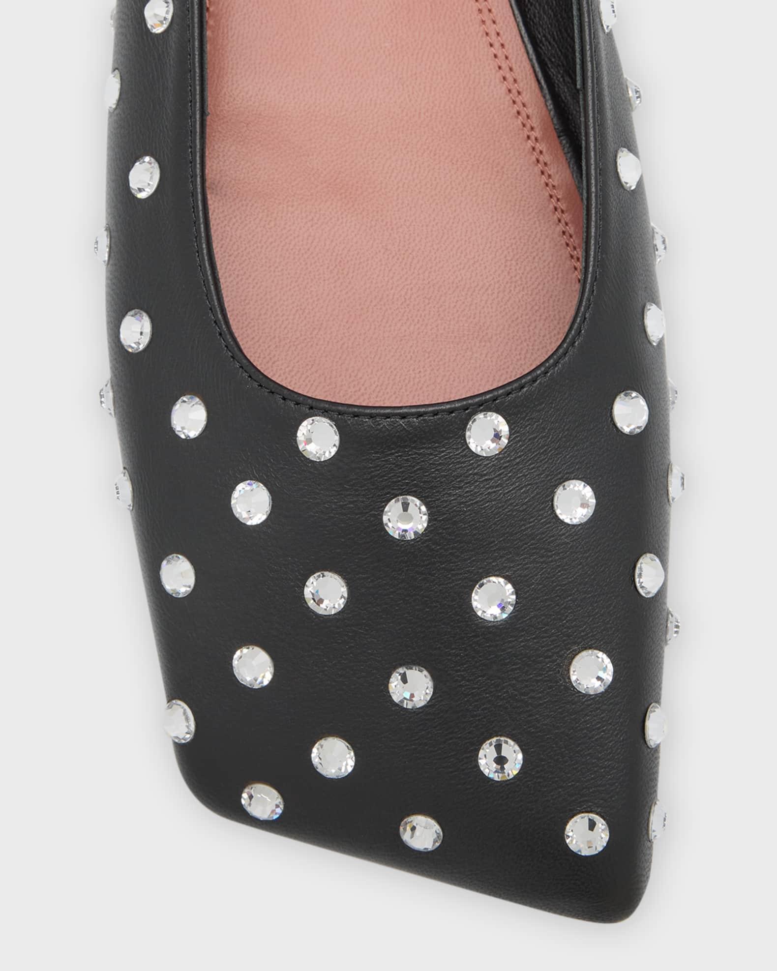 Ane Crystal Studded Ankle-Wrap Ballerina Flats Product Image