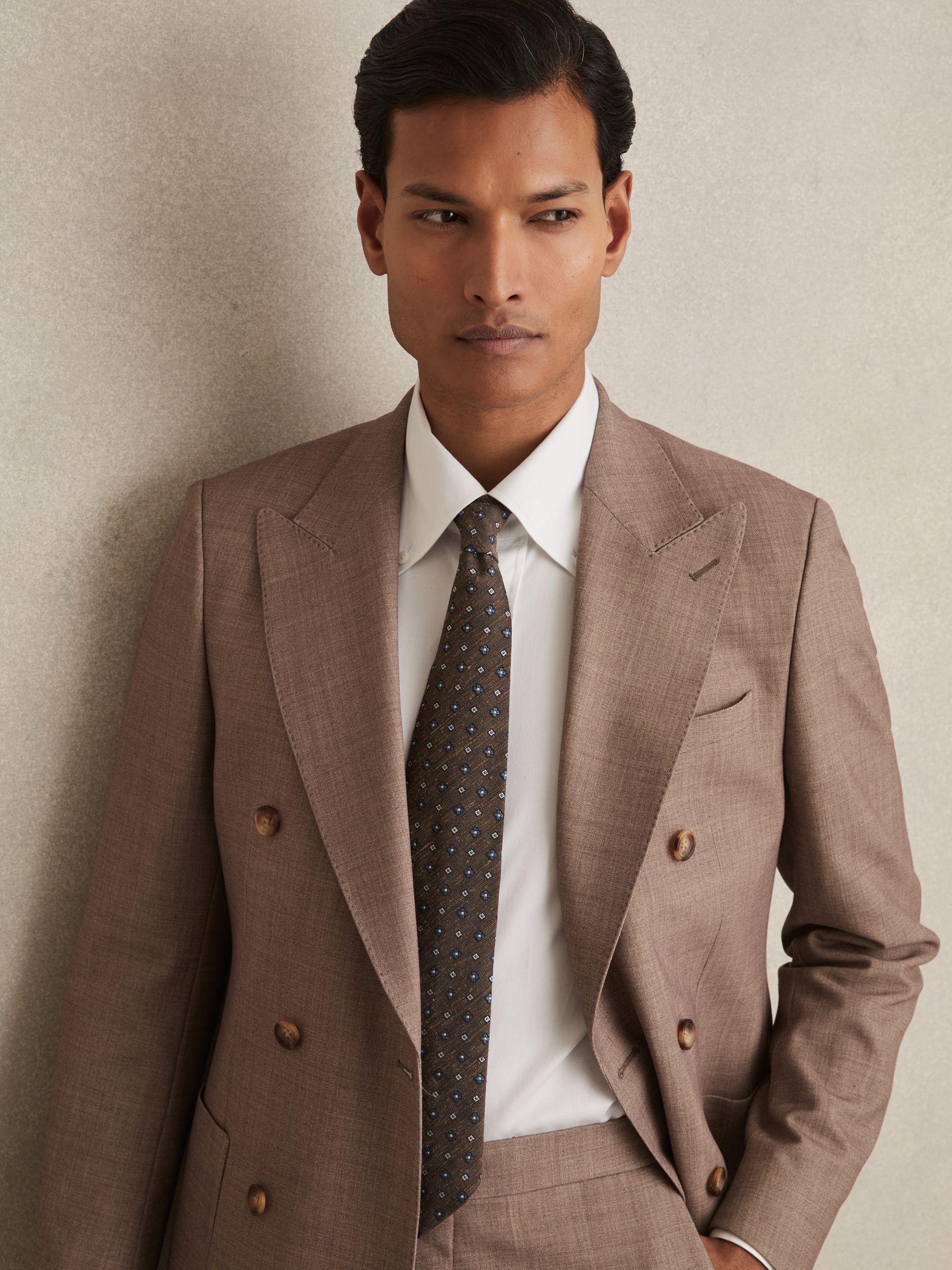 Silk-Blend Mini-Floral Tie in Tobacco Brown Product Image