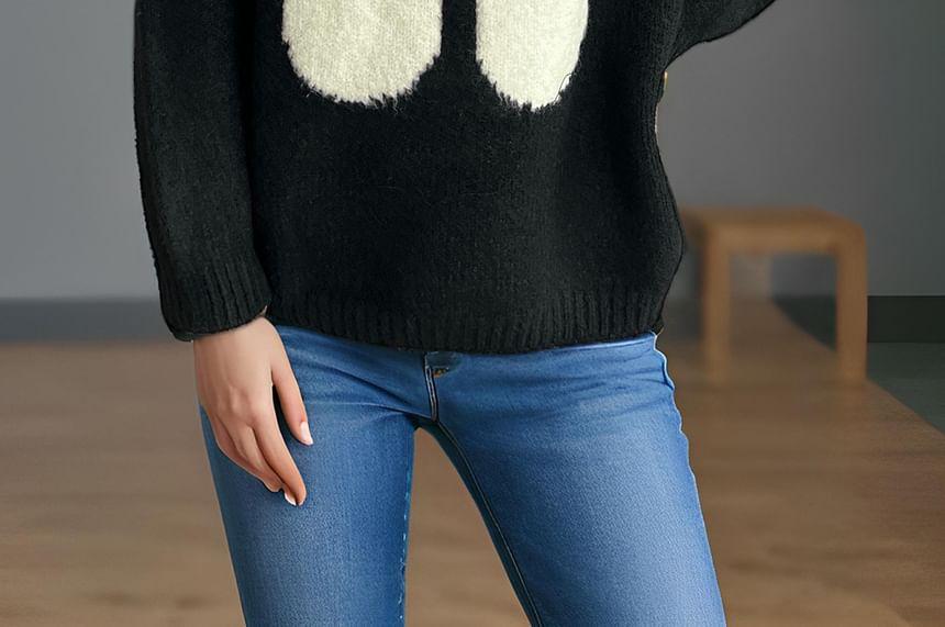 Crew Neck Cherry Print Sweater Product Image