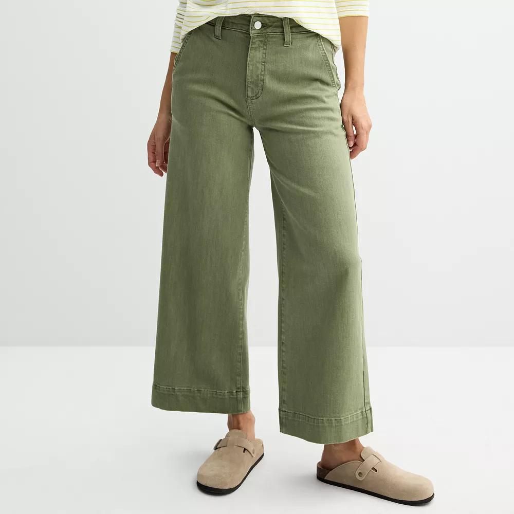 Women's Sonoma Goods For Life® Cropped Wide Leg Pants, Size: 10, Brown Product Image