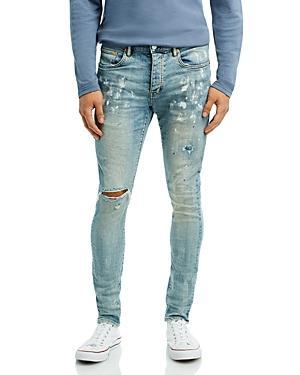 Men's P001 Light Indigo Paint Blowout Skinny Jeans Product Image