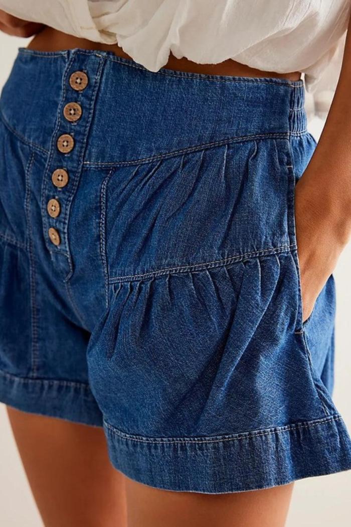 Women's boho cotton denim shorts Product Image