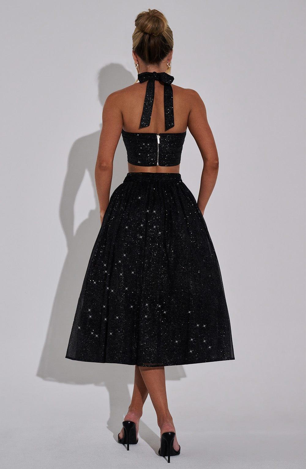 Alani Midi Skirt - Black Sparkle Product Image