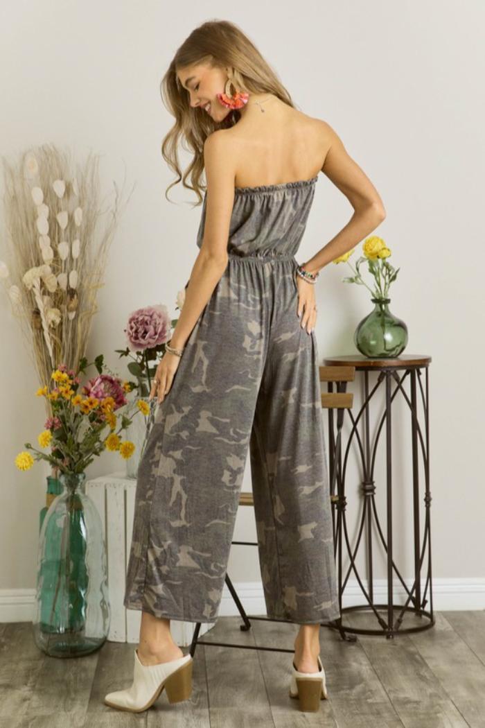 Tube Top Camo Jumpsuit Product Image