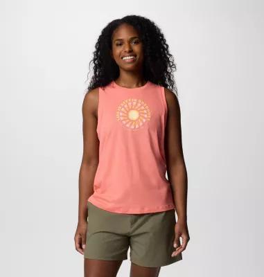 Women's Columbia Ruby Springs Crewneck Graphic Tank Top, Size: Small, Alpenglow Product Image