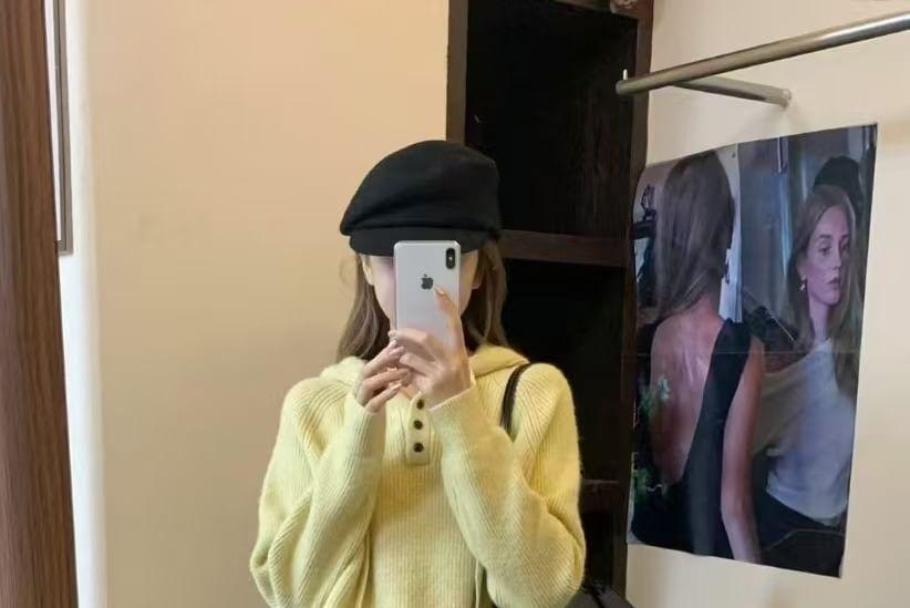 Drawstring Hooded Plain Oversized Sweater Product Image