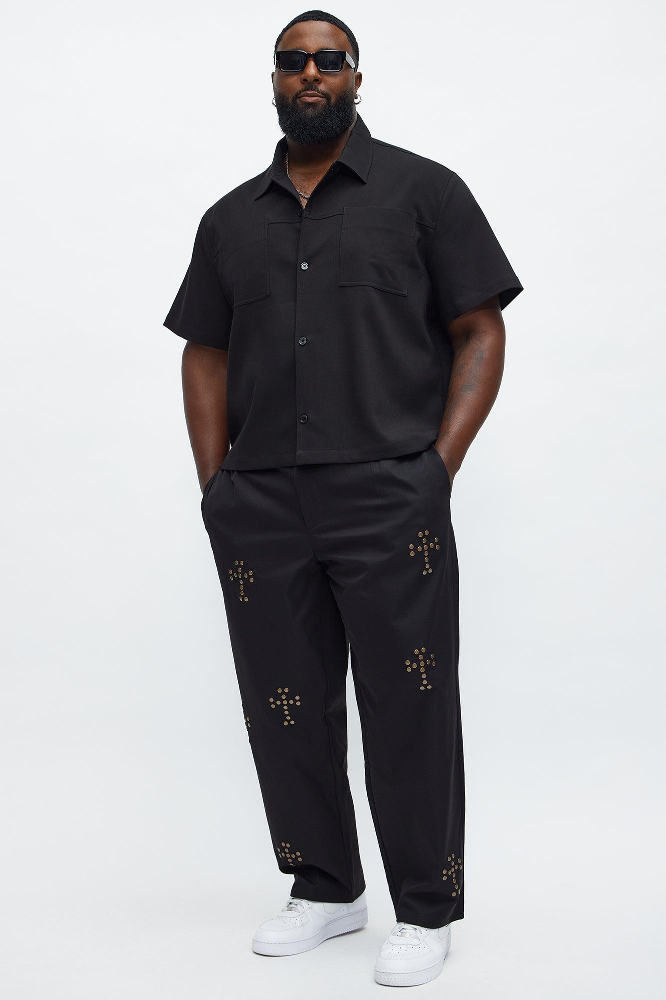 Straight Cross Me Studded Pants - Black Product Image