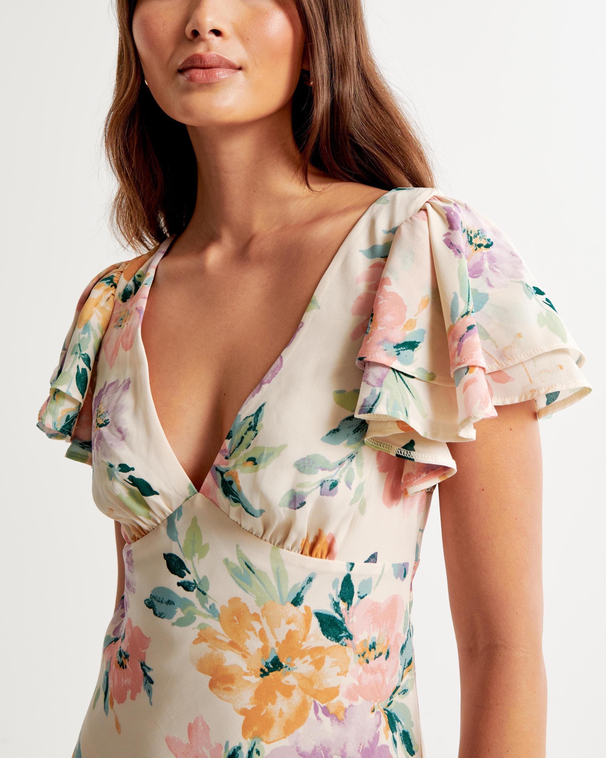 Ruffle Sleeve Slip Maxi Dress Product Image