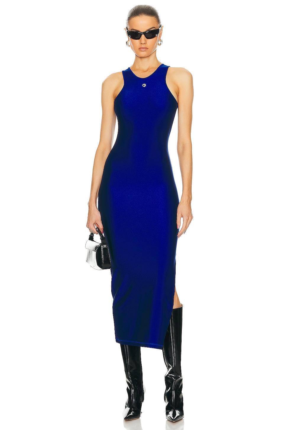 Round-Neck Slit-Hem Midi Tank Dress Product Image