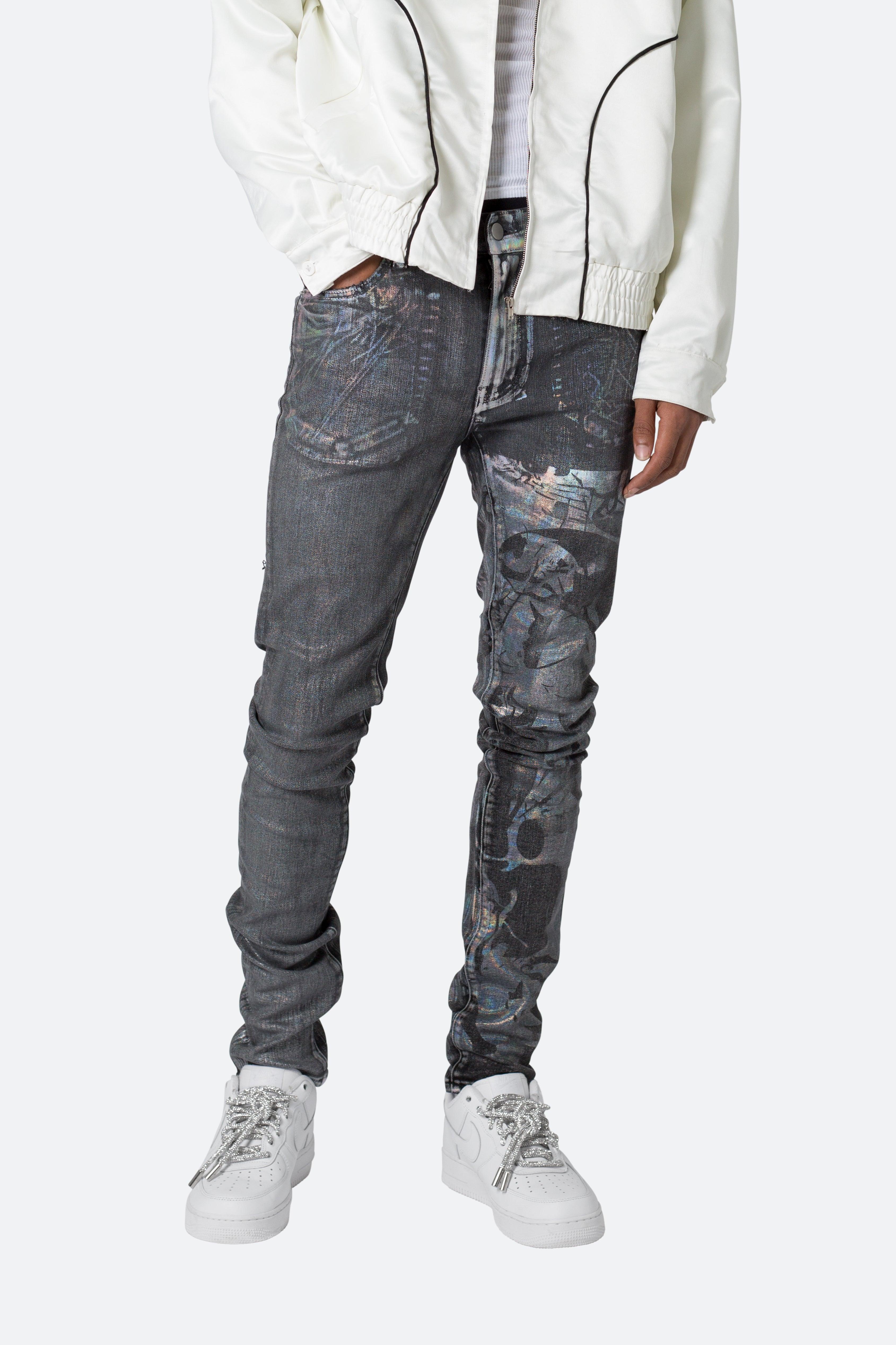 X507 Metallic Skinny Denim - Black/Silver Product Image