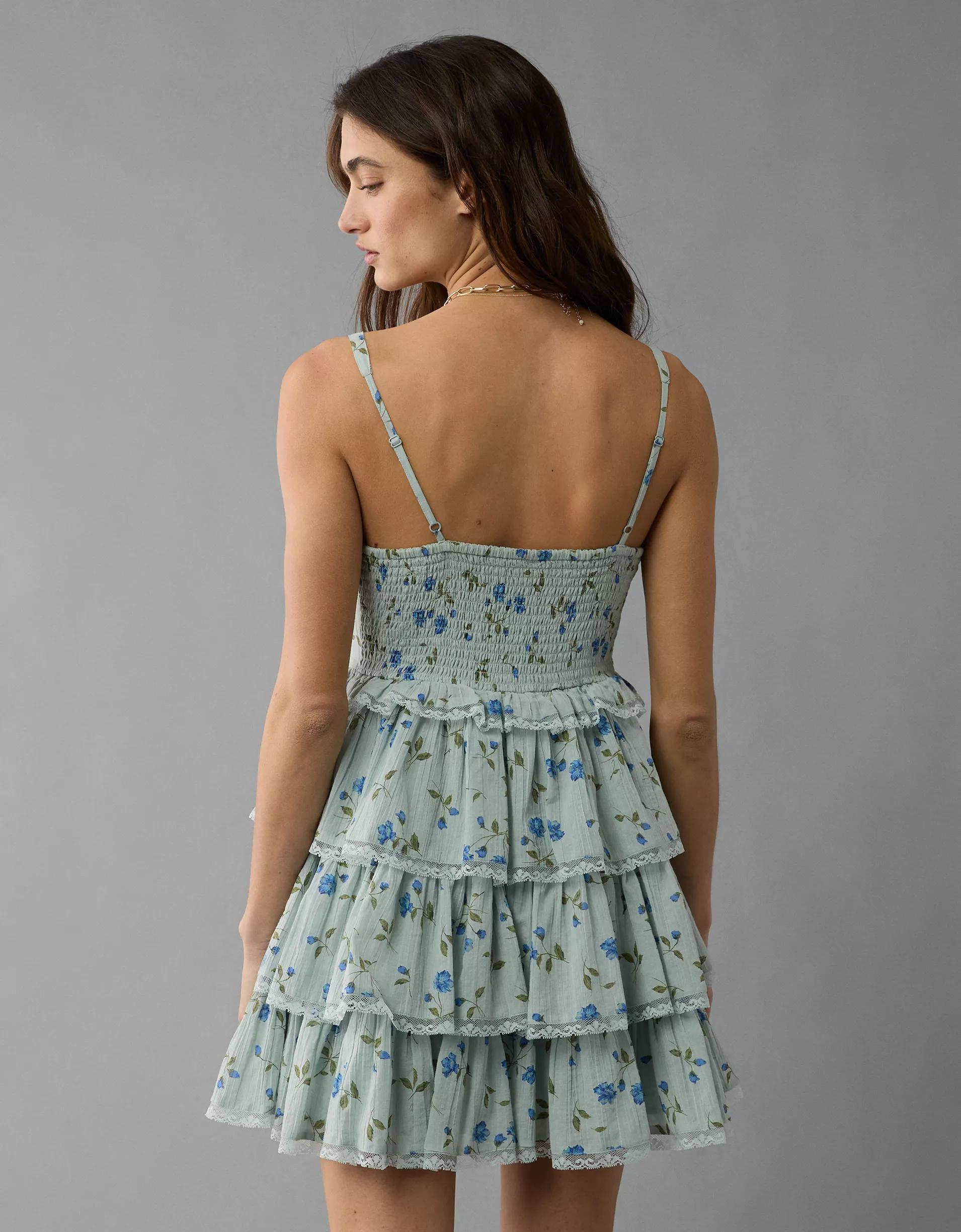 AE Lace Ruffle Tiered Mini Dress Product Image