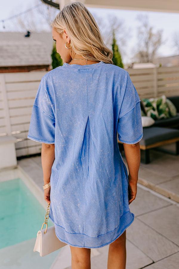 Block Party Ready Vintage Wash T-Shirt Mini Dress in Blue Product Image
