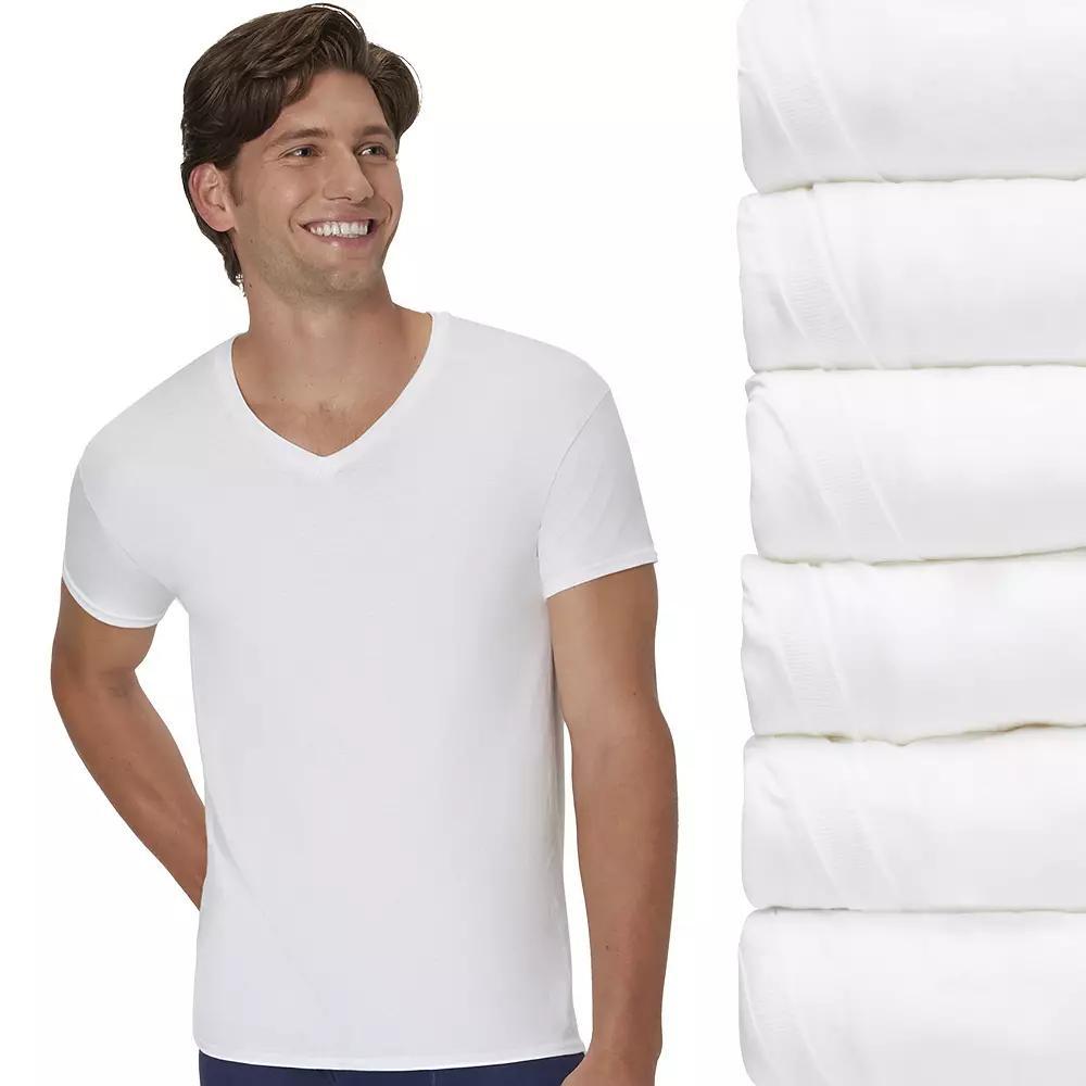Hanes Ultimate 6-Pack Men's ComfortSoft V-Neck Undershirt, Size: XL, White Product Image