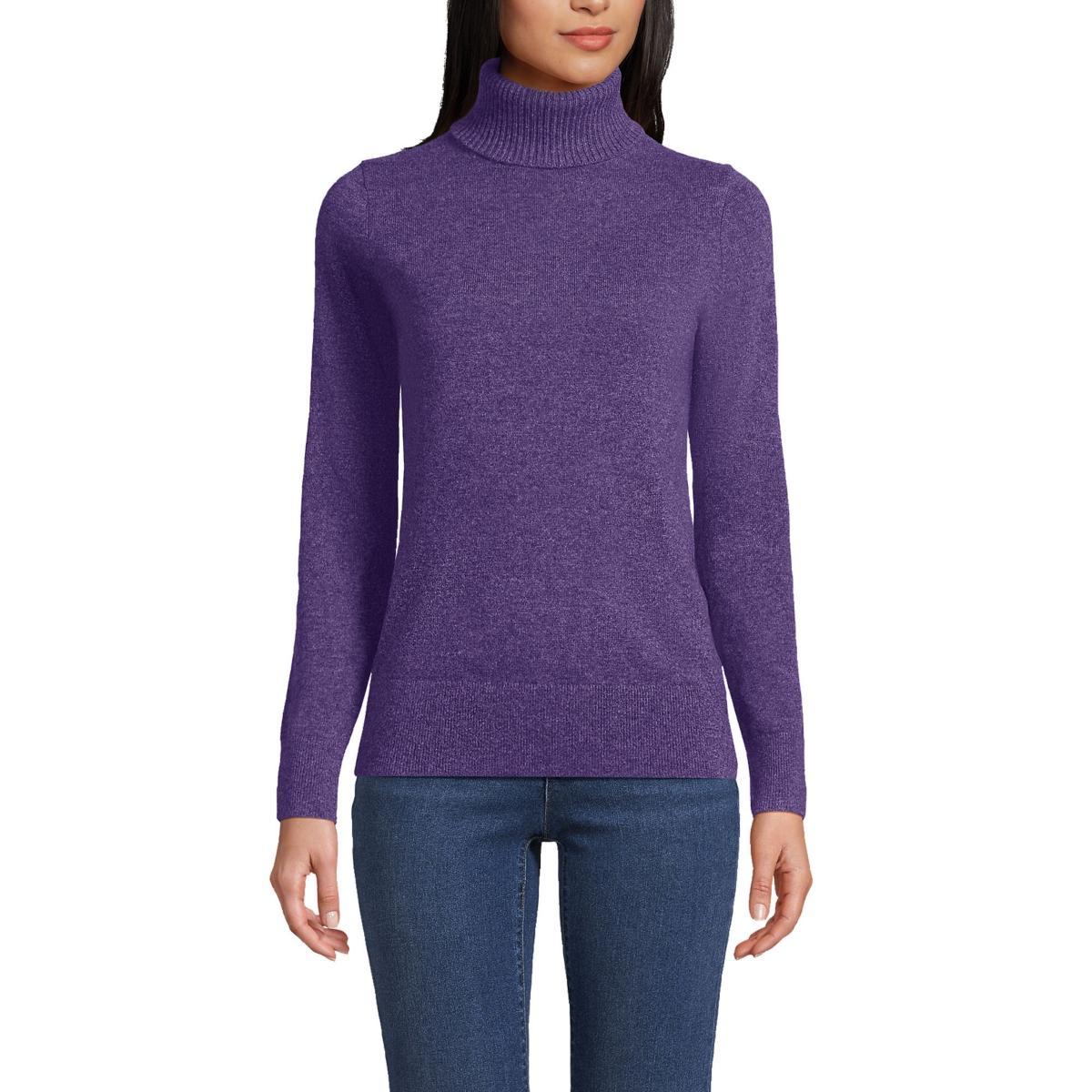 Petite Lands' End Cashmere Turtleneck Sweater, Women's, Size: Large Petite, Fresh Ivory Rainbow Product Image