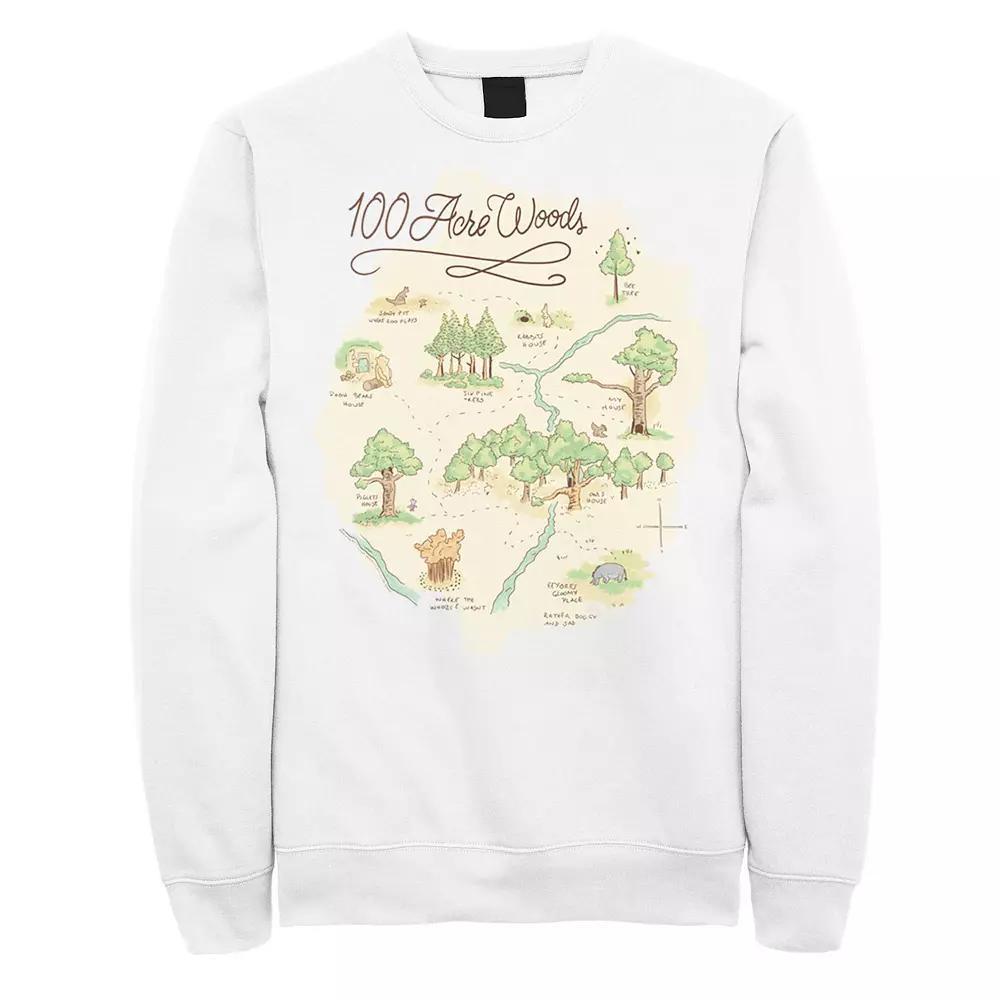 Disney's Winnie The Pooh 100 Acre Woods Map Men's Sweatshirt, Size: Large, White Product Image