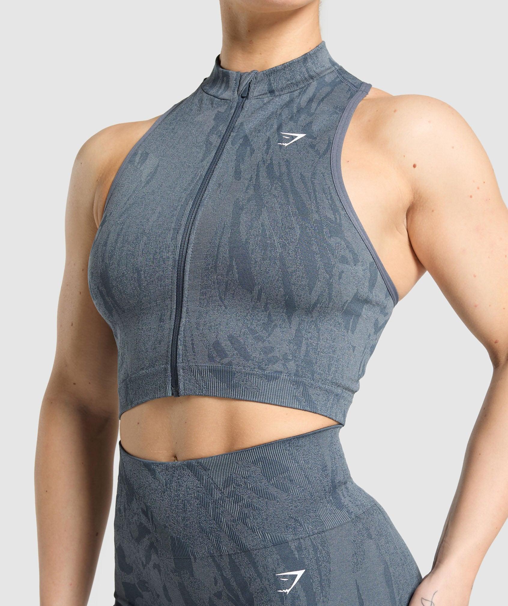 Adapt Camo Seamless Zip Up Crop Top Product Image