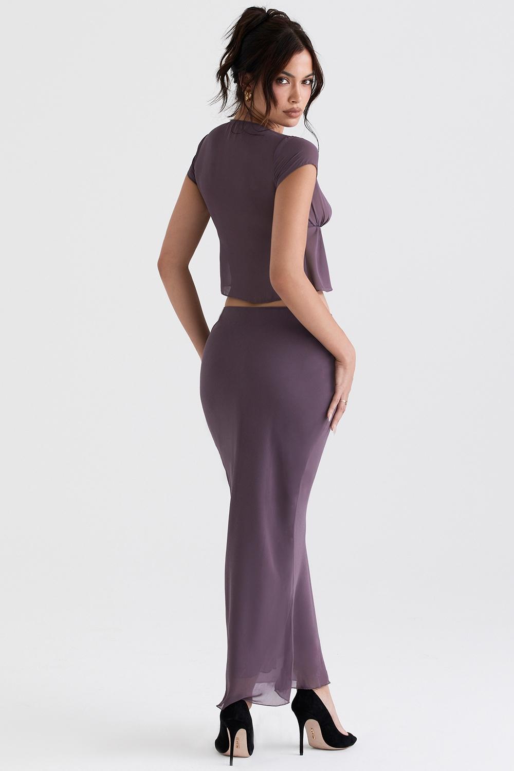 Dyana  dark mauve bias cut maxi skirt Product Image