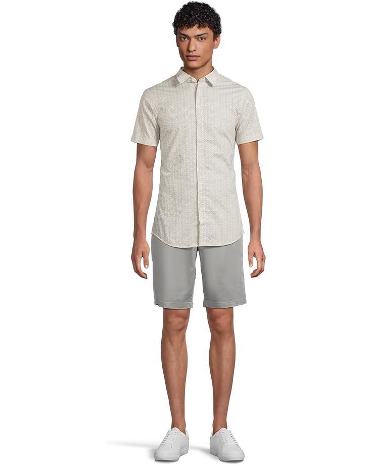 Men's Armani Exchange Short Sleeve Slim Fit Micro Print Shirt Product Image