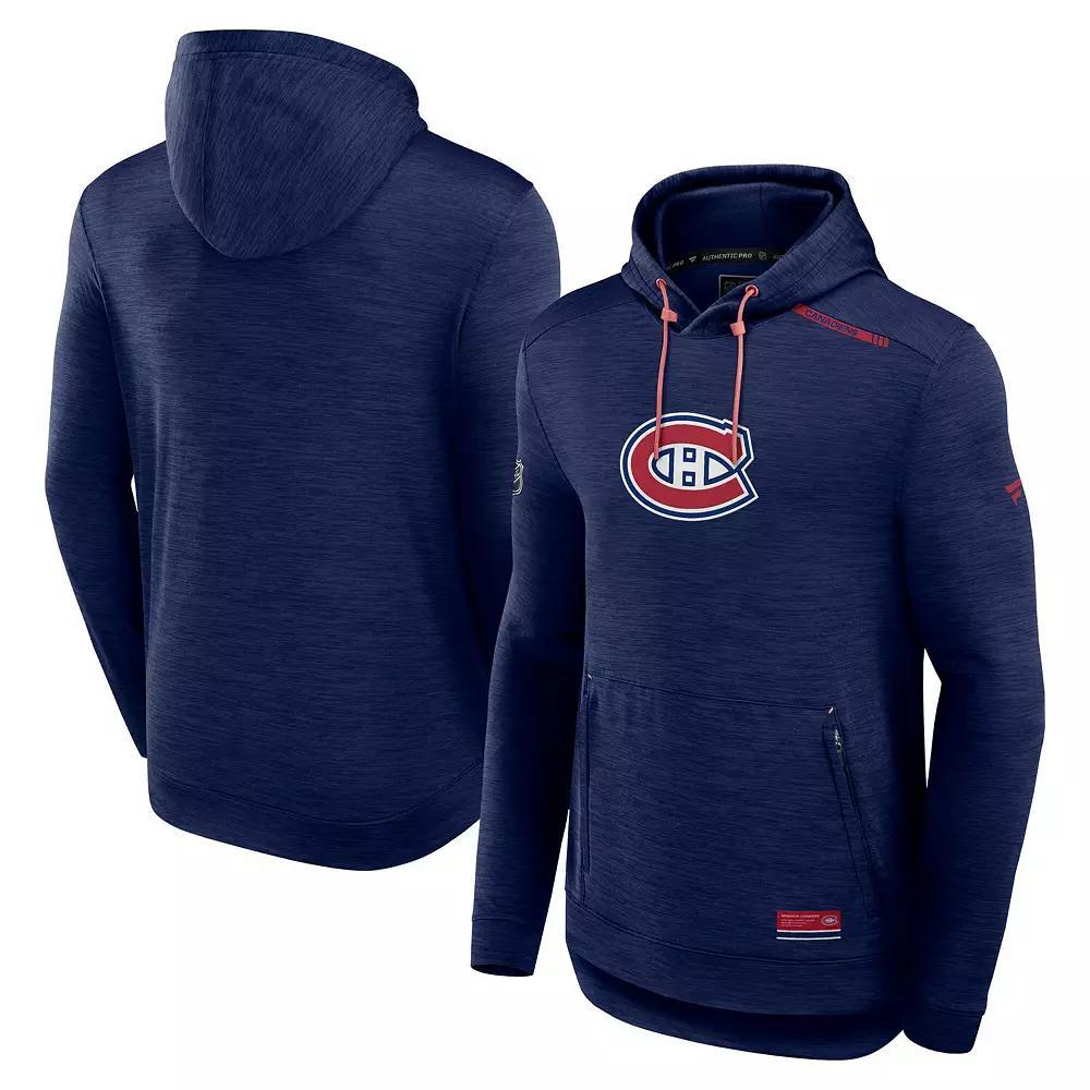 Men's Fanatics Heather Navy Montreal Canadiens Authentic Pro Tech Pullover Hoodie, Size: XL, Cnd Blue Product Image