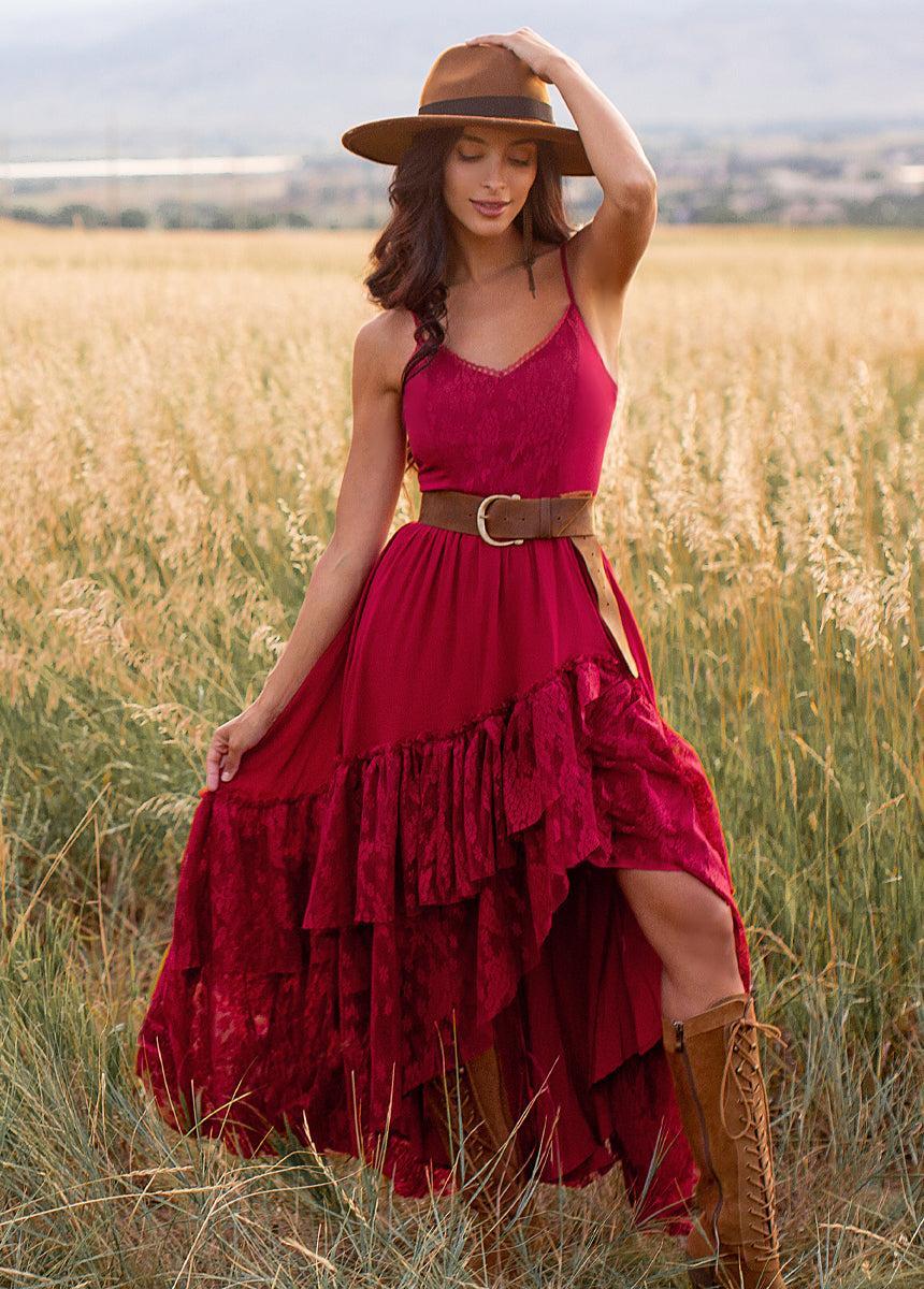 Christelle Dress in Crimson Female Product Image