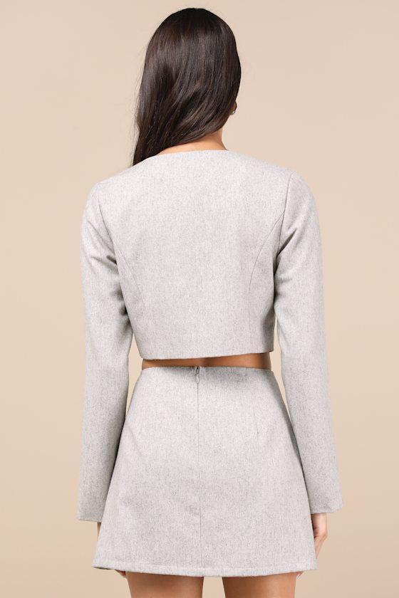 Preppy Pursuit Heather Grey Two-Piece Long Sleeve Mini Dress Product Image