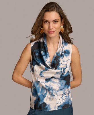 Donna Karan Womens Printed Cowl Neck Tank Product Image