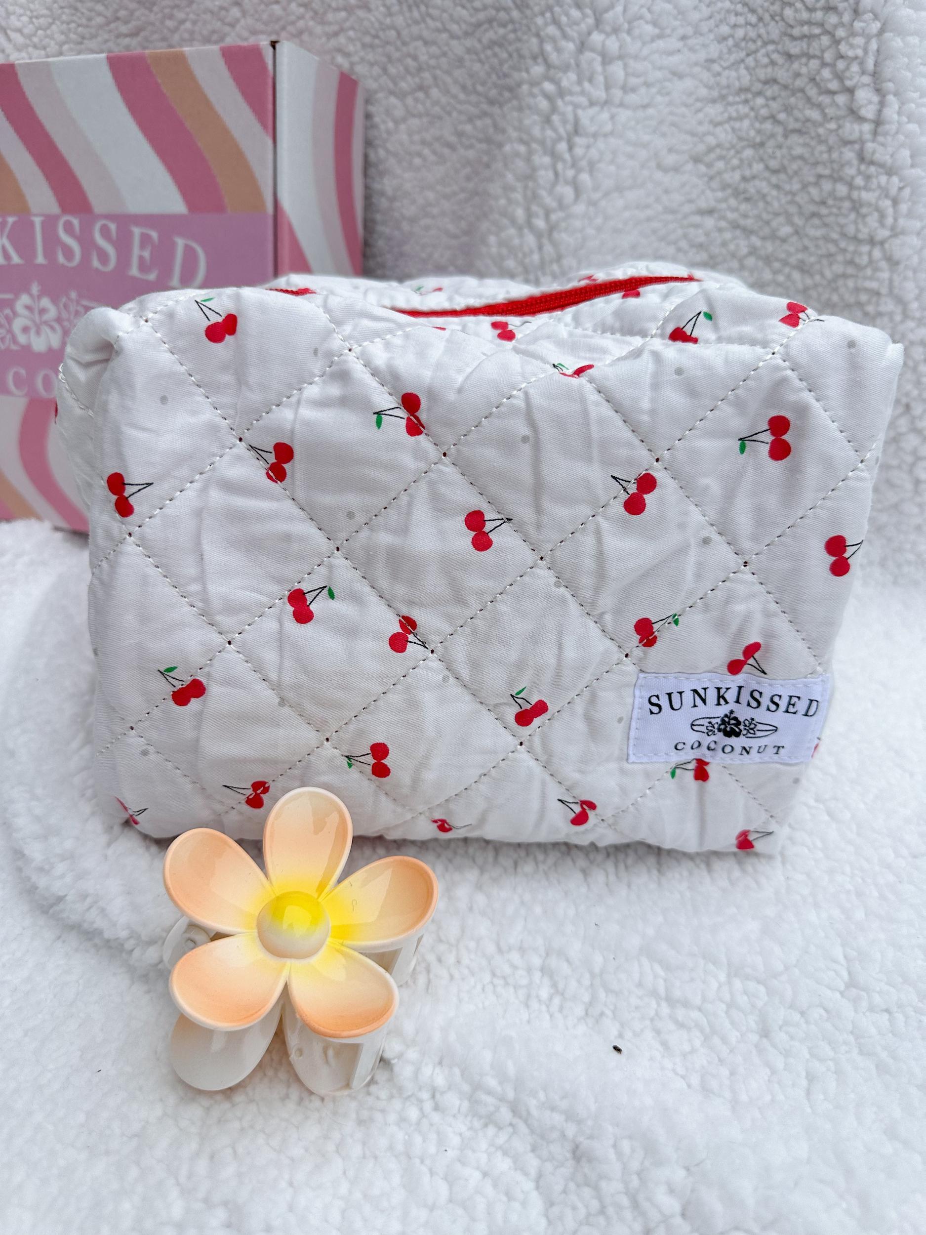 Large Cherry Quilted Handmade Travel Bag Girls Product Image