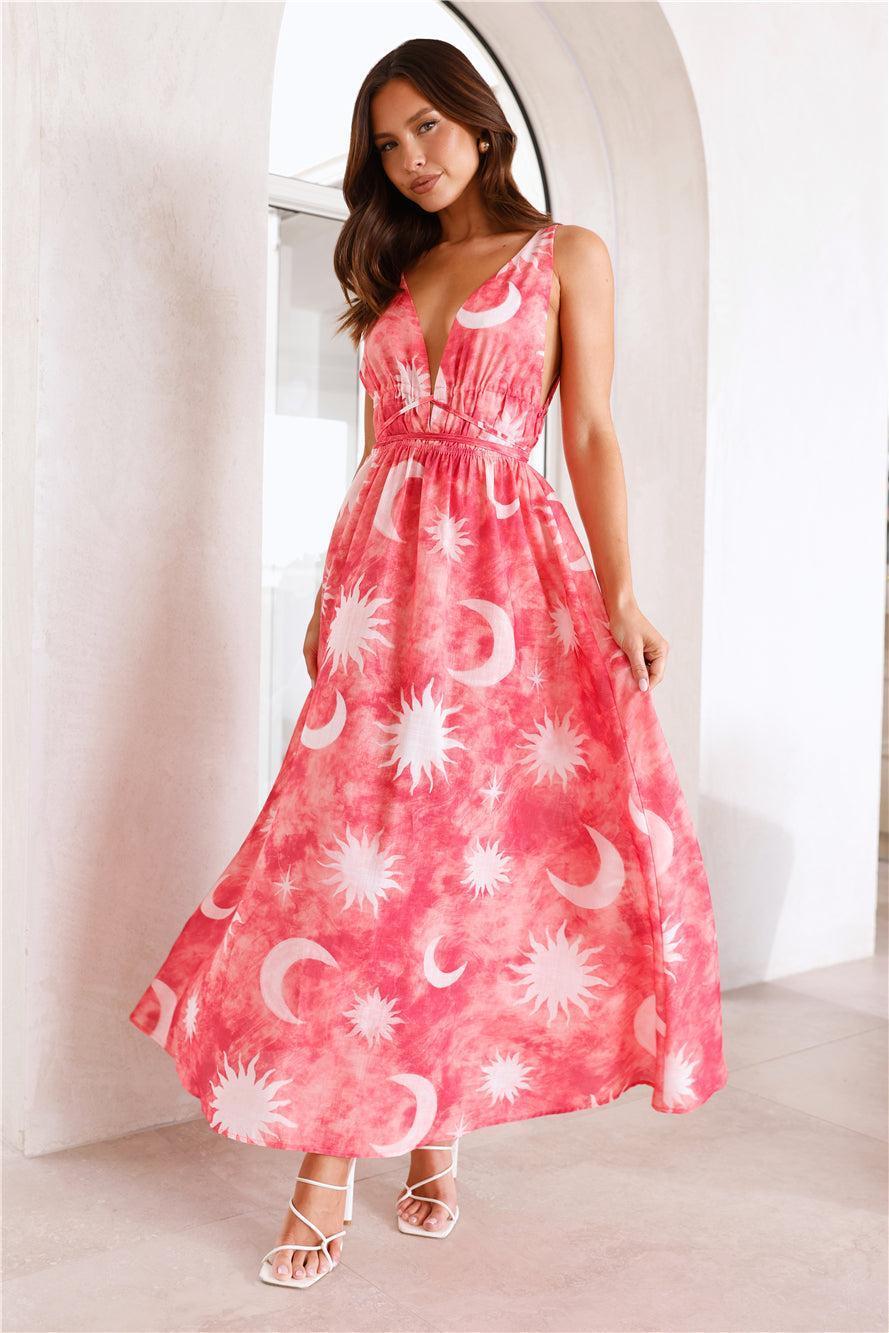 Blazing Sun Maxi Dress Coral Product Image