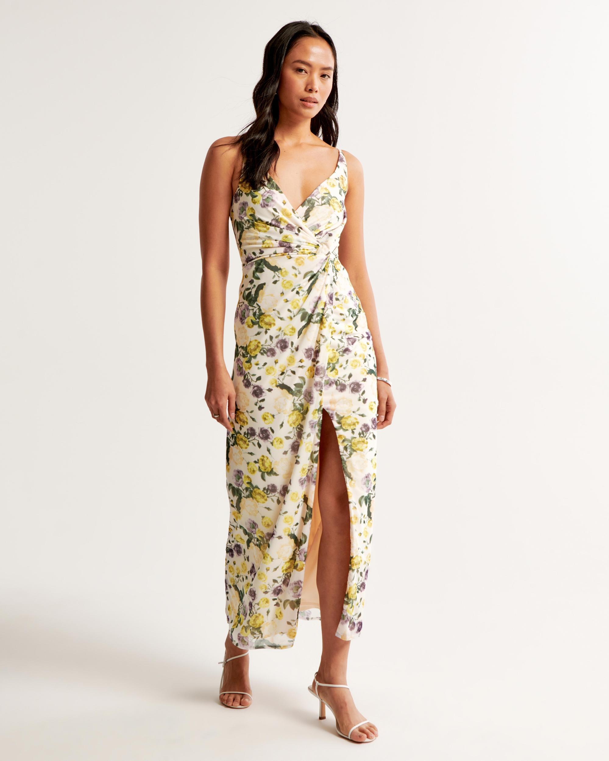 Mesh Twist Wrap Maxi Dress Product Image