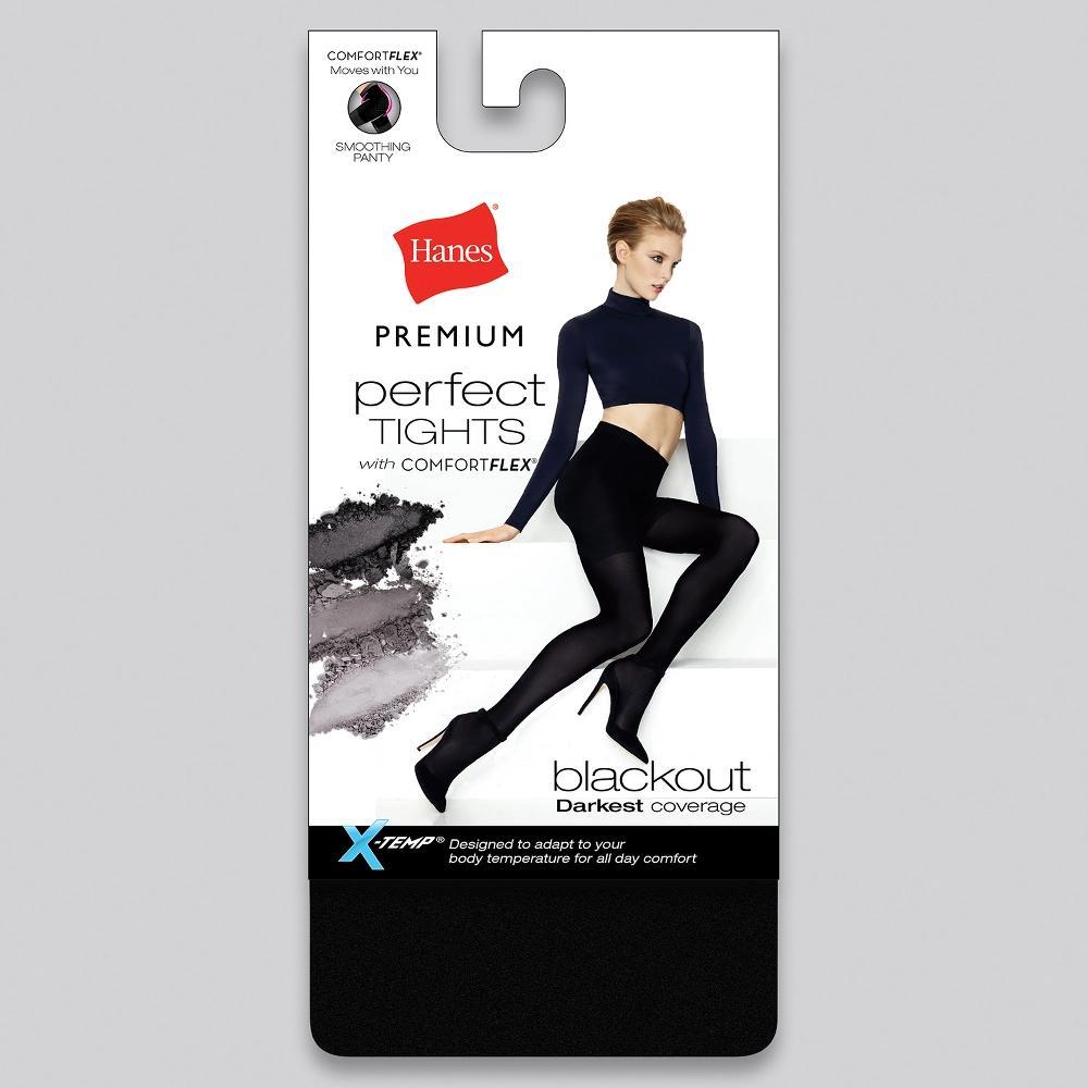 Hanes Premium Women's Blackout Tights - Black S: High Waisted, Control Top, Opaque Knit Hosiery Product Image