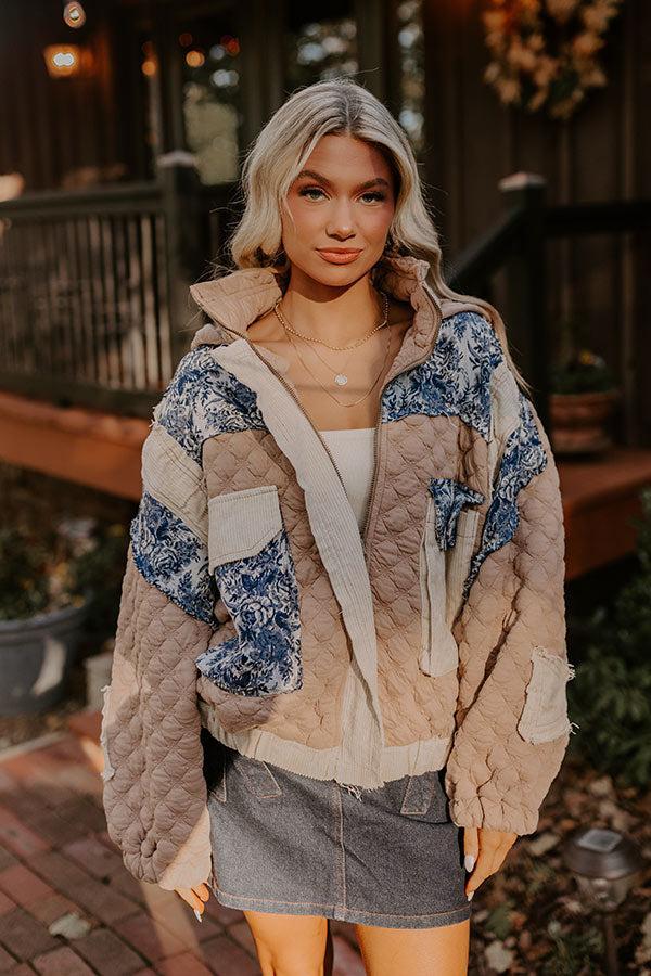 Cozy Couture Quilted Jacket in Warm Taupe Product Image