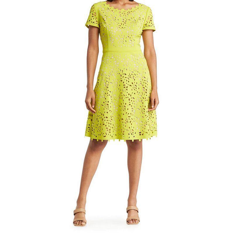 Women's Focus By Shani Cutout Fit & Flare Dress, Size: 2, Navy Beige Product Image