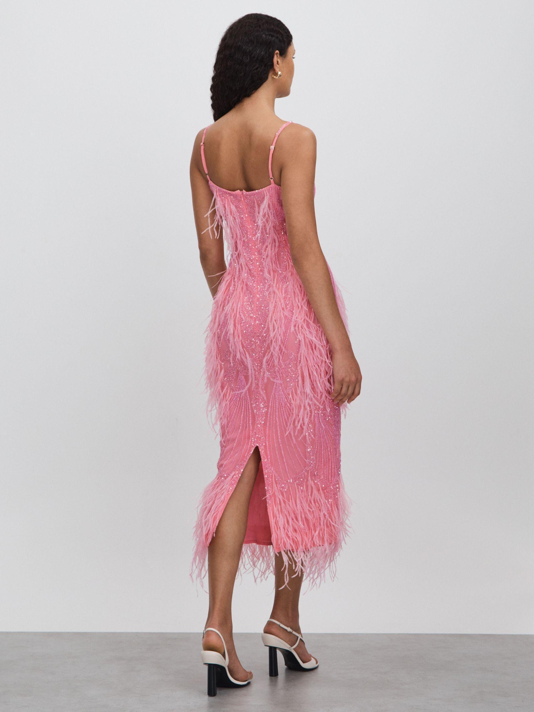 Rachel Gilbert Sequin Feather Midi Dress in Orchid Product Image