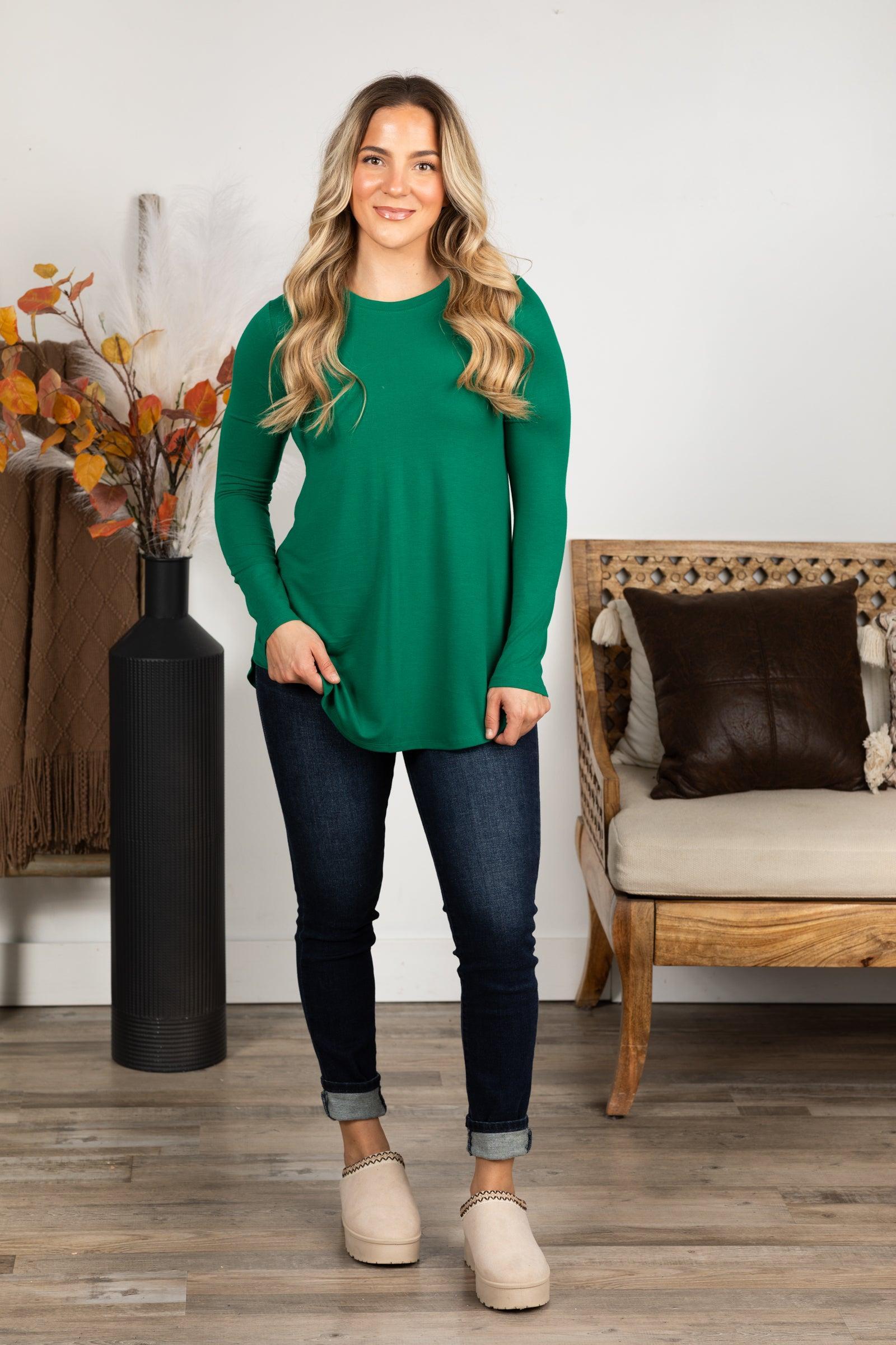 Basic Round Hem Knit Long Sleeve Top Product Image