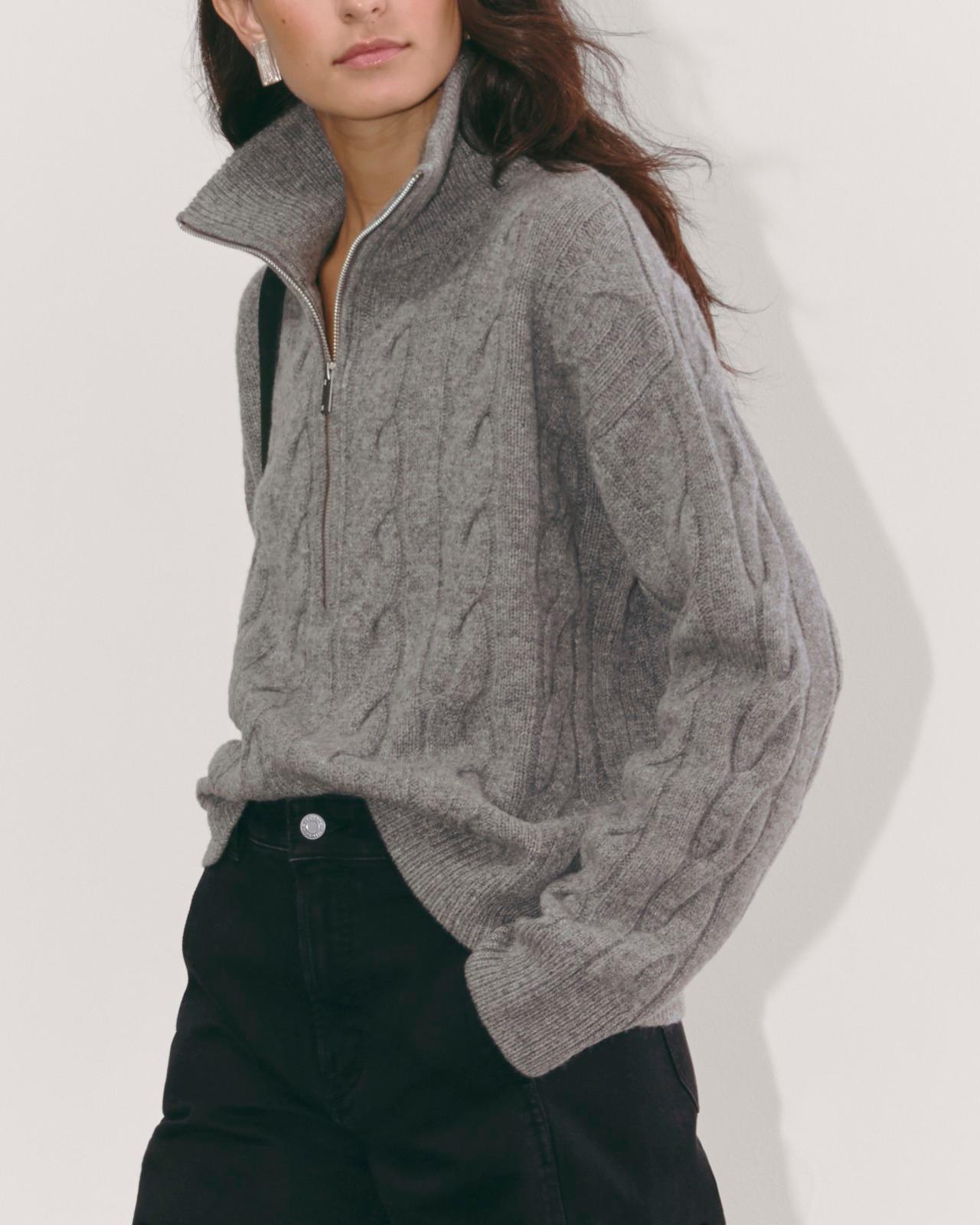 The Cable Half-Zip in Luxe Merino Product Image