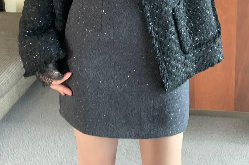 High Rise Glitter Mini A-Line Skirt Product Image