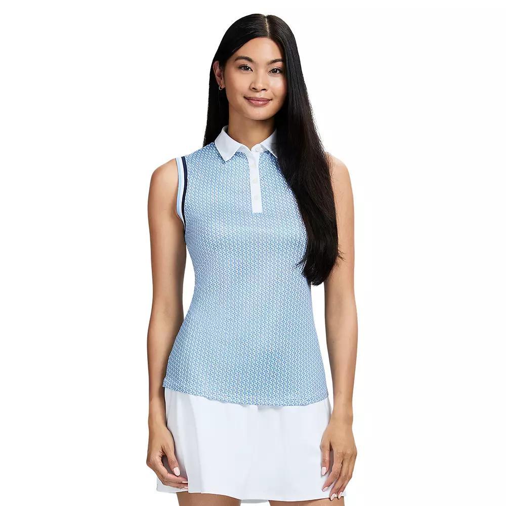 Women's IZOD Ally Printed Sleeveless Polo, Size: Small, Placid Blue Product Image