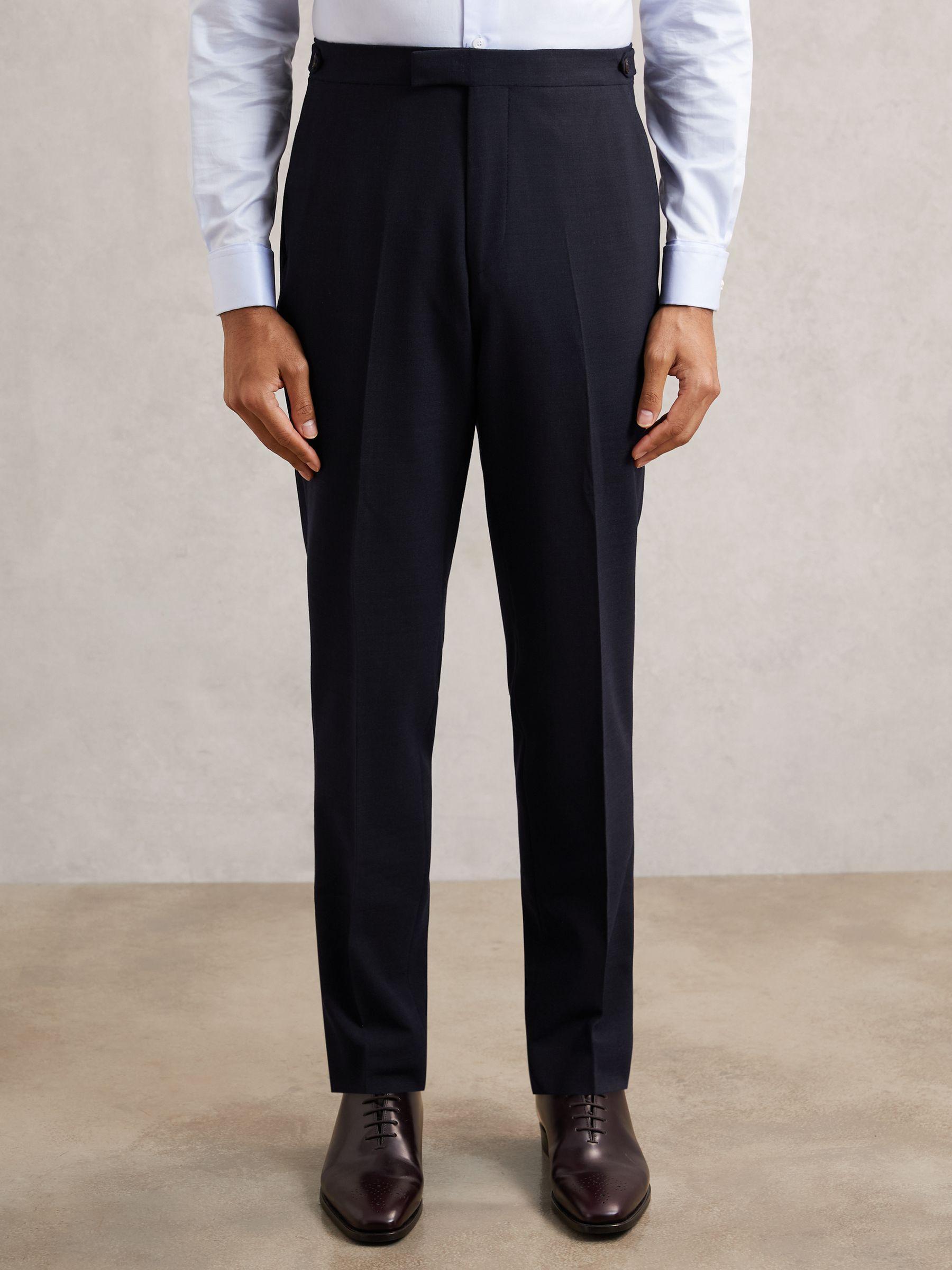 Slim-Fit Textured Suit Trousers With Wool in Navy Product Image