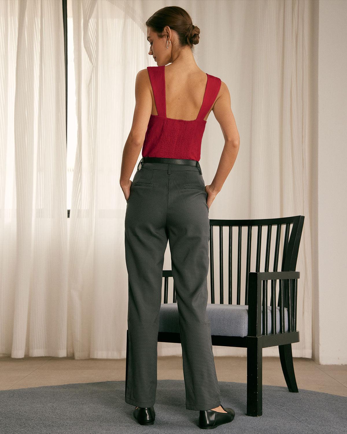 The Red Square Neck Jacquard Tank Top Product Image