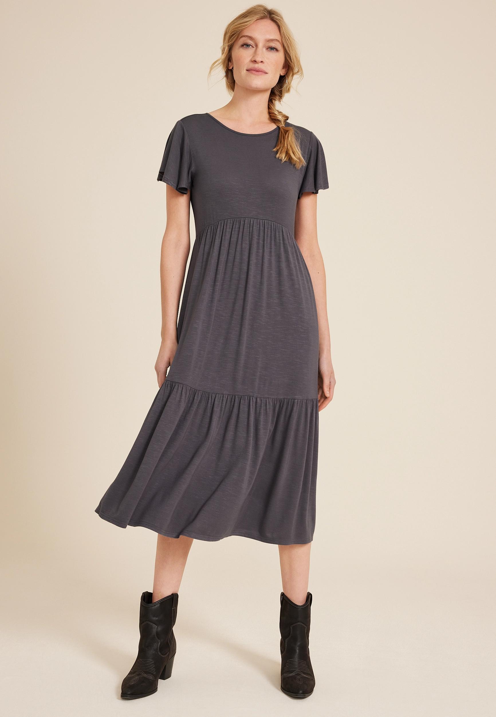 24/7 Flutter Sleeve Midi Dress Product Image