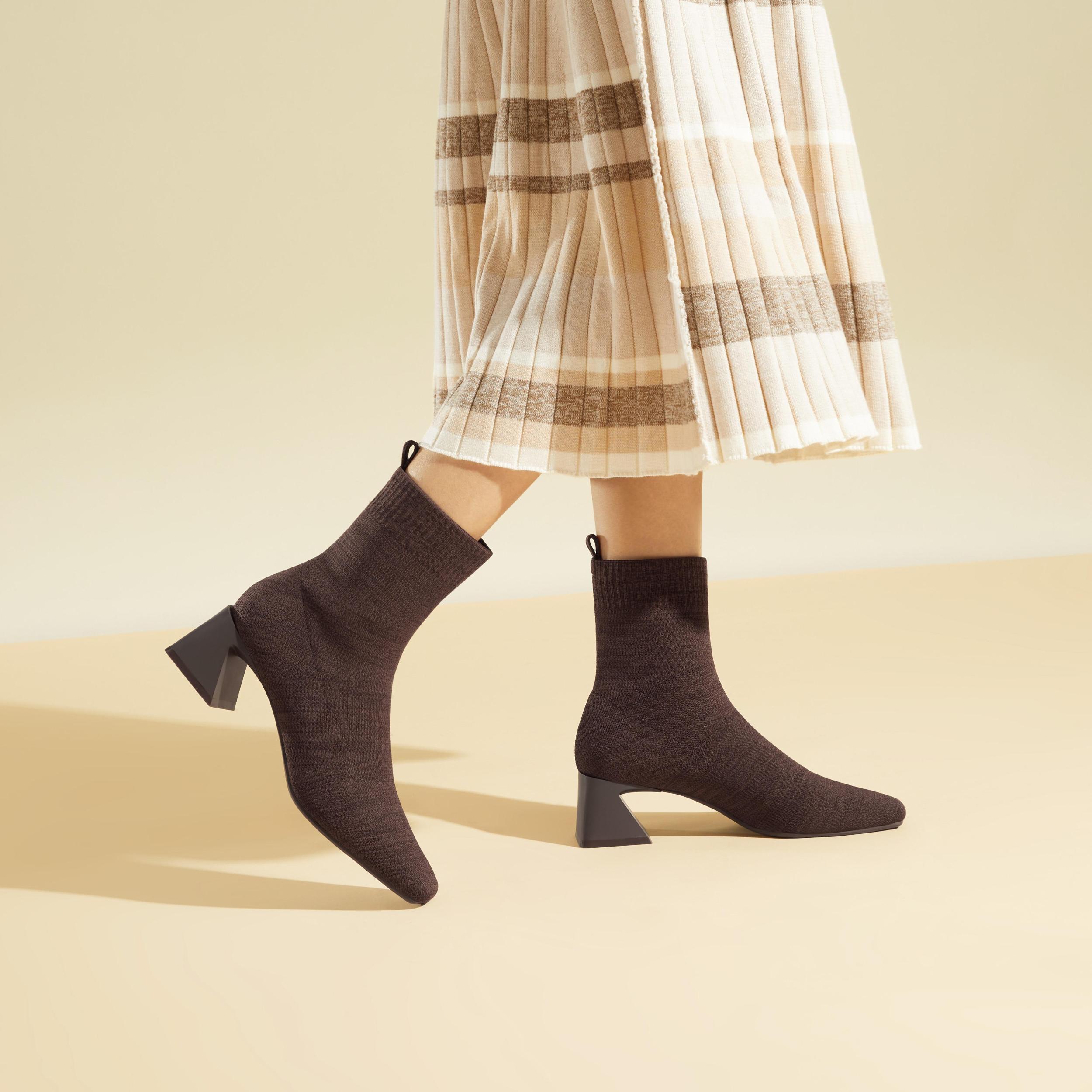 Square-Toe Water-Repellent Heeled Boots (Rafaella) Product Image